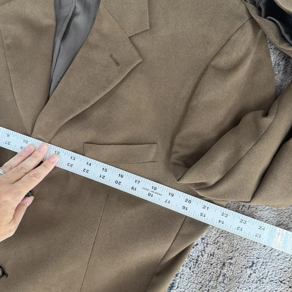 Andrew Fezza 42L Brown Polyester Suede Suit Jacket Blazer Sport Coat Soft